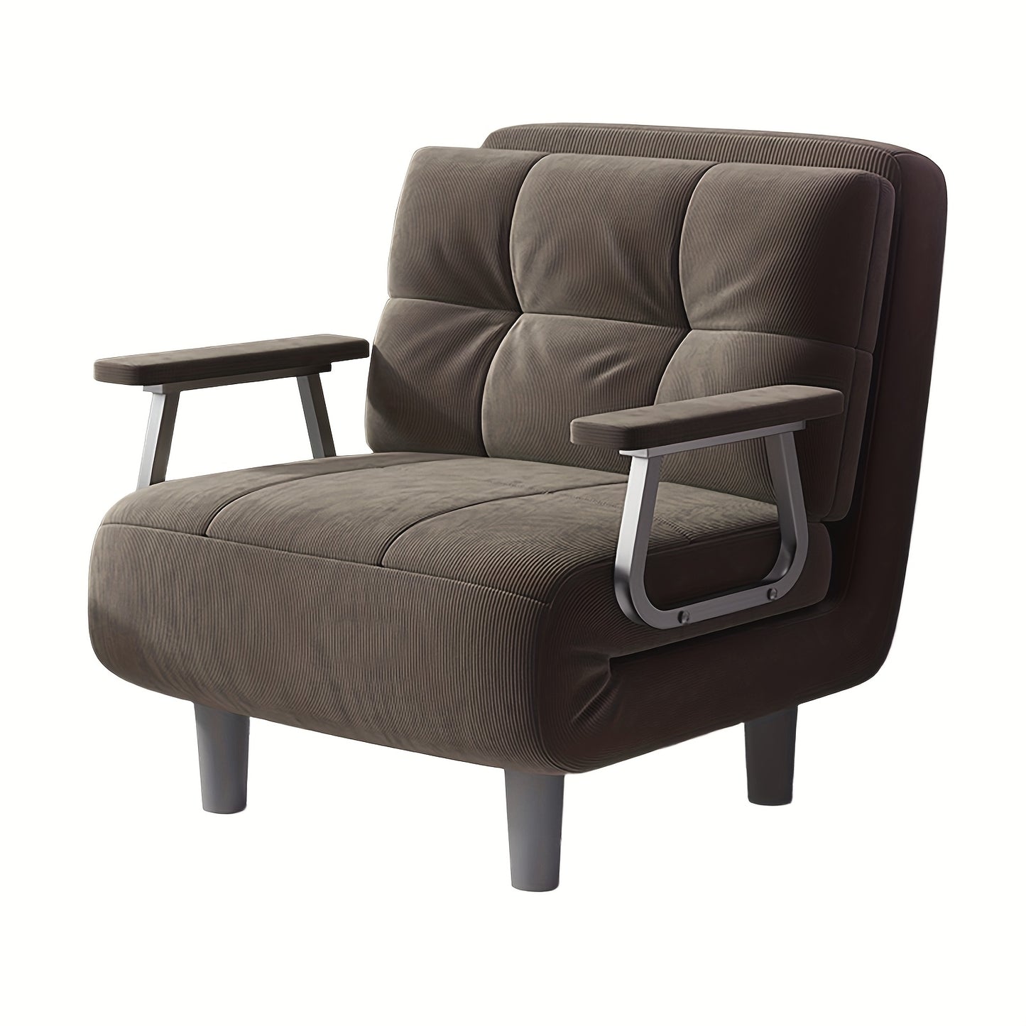 Receptiestoel – Wachtruimtestoel – Bureaustoel – Vergaderstoel – Bezoekersstoel – 4-in-1 Multifunctioneel – Verstelbare Rugleuning 5-Posities – Stalen Frame – Wasbare Bekleding – Khaki