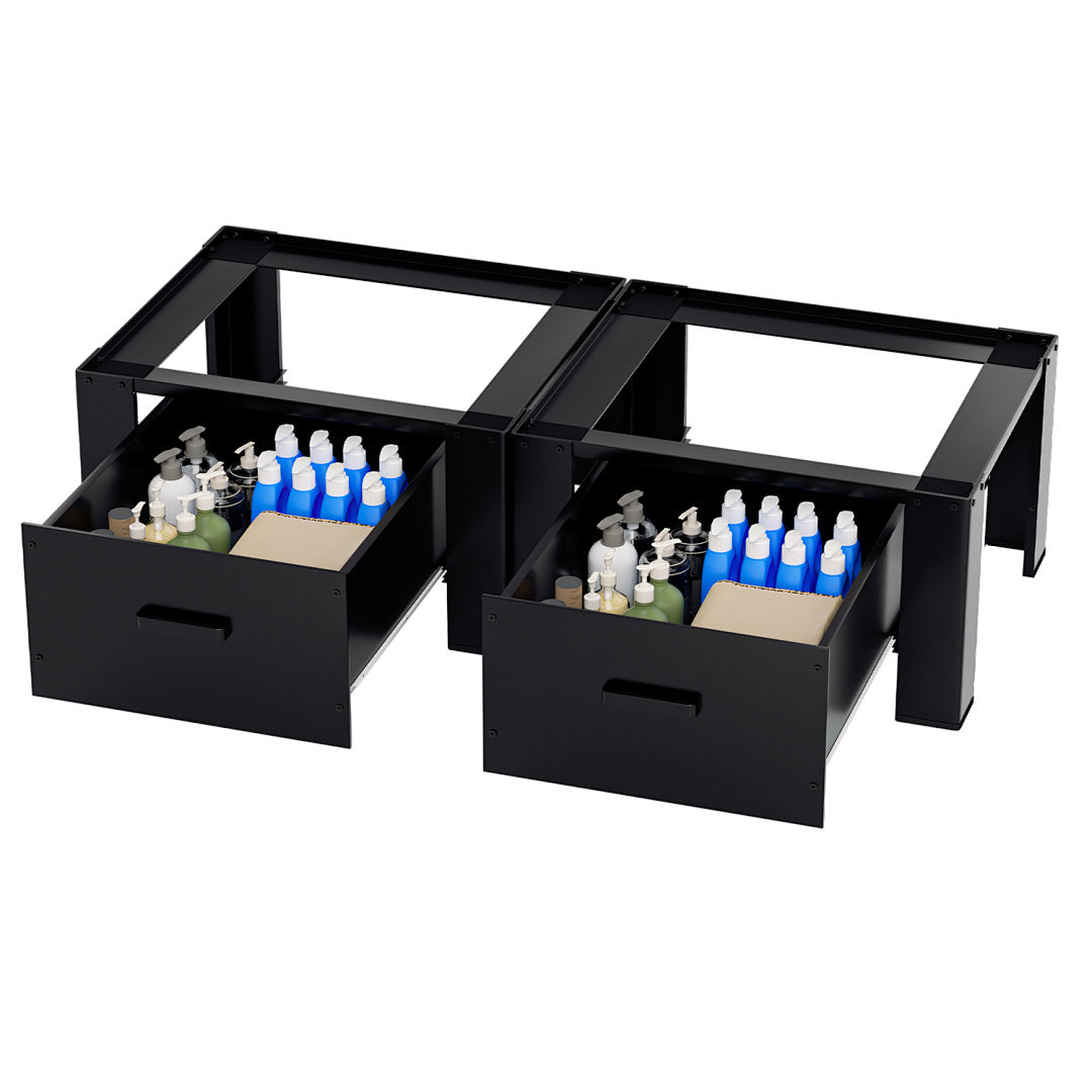 Washing Machine Stand with Storage Drawer, Steel Frame, 150 kg Load Capacity, Anti-Slip Base & Shock-Absorbing Pads