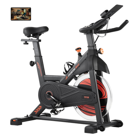 Hometrainer – Fitnessfiets – Indoor Bike – Fietsapparaat – Spinningfiets – Magnetische Weerstand – 16 kg Vliegwiel – Verstelbaar Comfortabel Zadel – Zwart Oranje