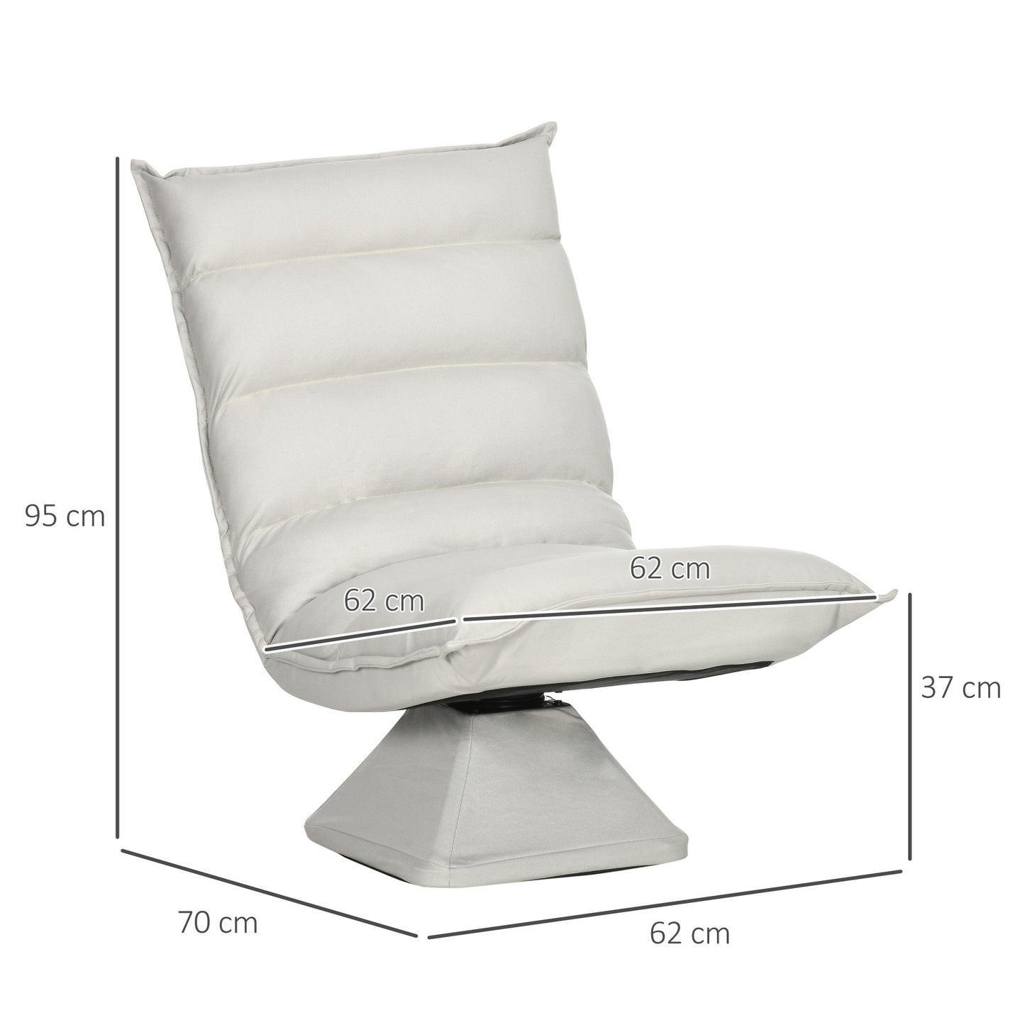 Vloersofa – Vloerstoel – Meditatiestoel – Relaxfauteuil – Loungefauteuil – Verstelbare Rugleuning – Draaibare Zitting – Microvezel Bekleding – Lichtgrijs – 62x70x95 cm