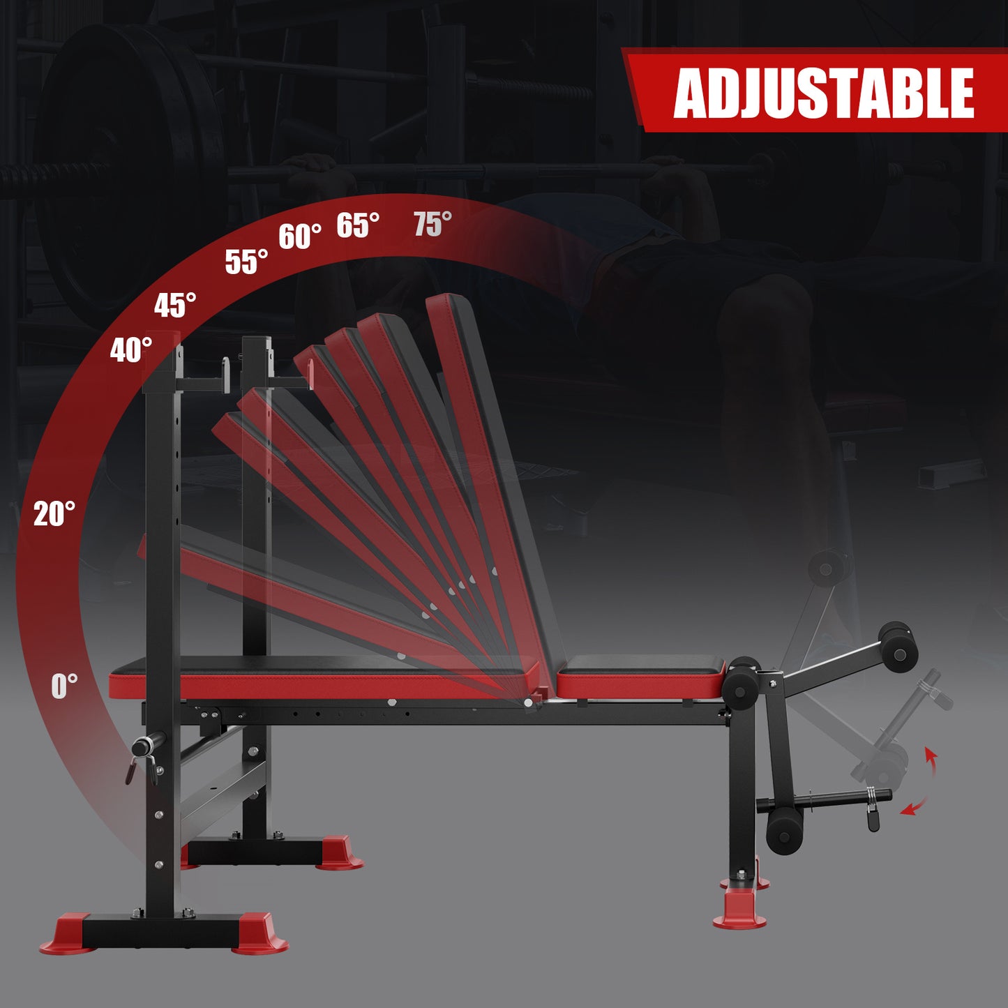 Adjustable Weight Bench Press - Heavy-Duty Home Gym Bench with Weight System Compatible for weightlifting, Weight Training | Durable Metal Frame, 3-Level Elbow Pads | / Strength Training Equipment (Commercial & Home Use) -