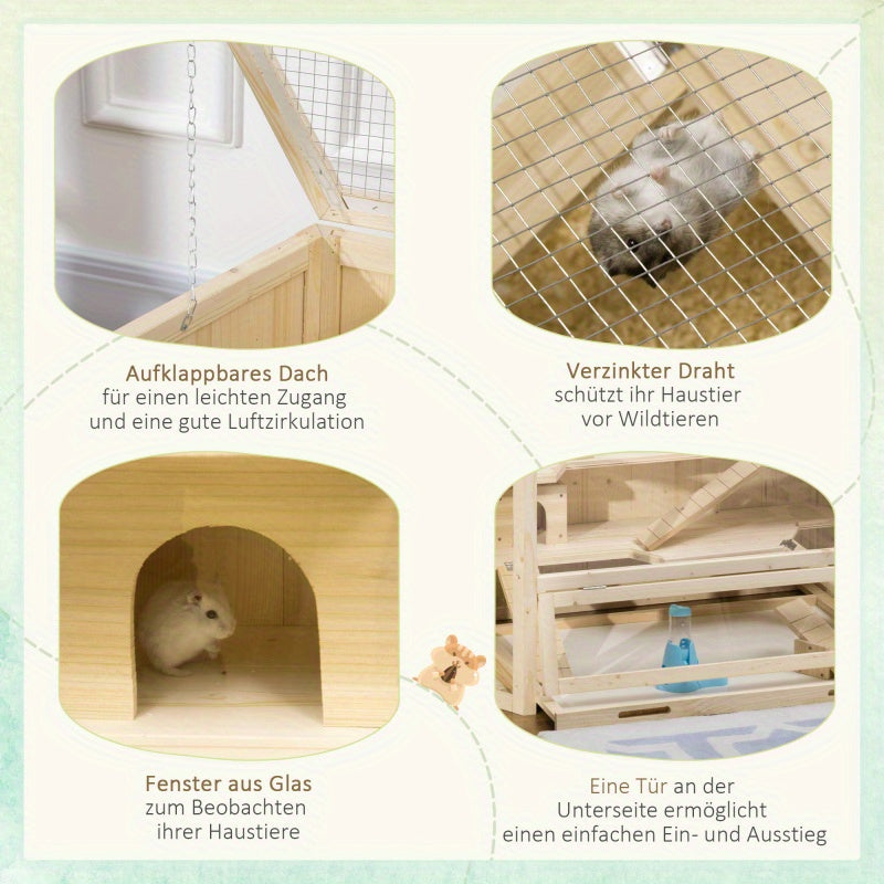 Hamstercage – Knaagdierkooi – Hamsterkooi – Knaagdierenhok – Huisje Voor Kleine Dieren – Compact Formaat – Met Loopplank En Wip