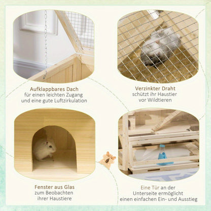 Hamstercage – Knaagdierkooi – Hamsterkooi – Knaagdierenhok – Huisje Voor Kleine Dieren – Compact Formaat – Met Loopplank En Wip