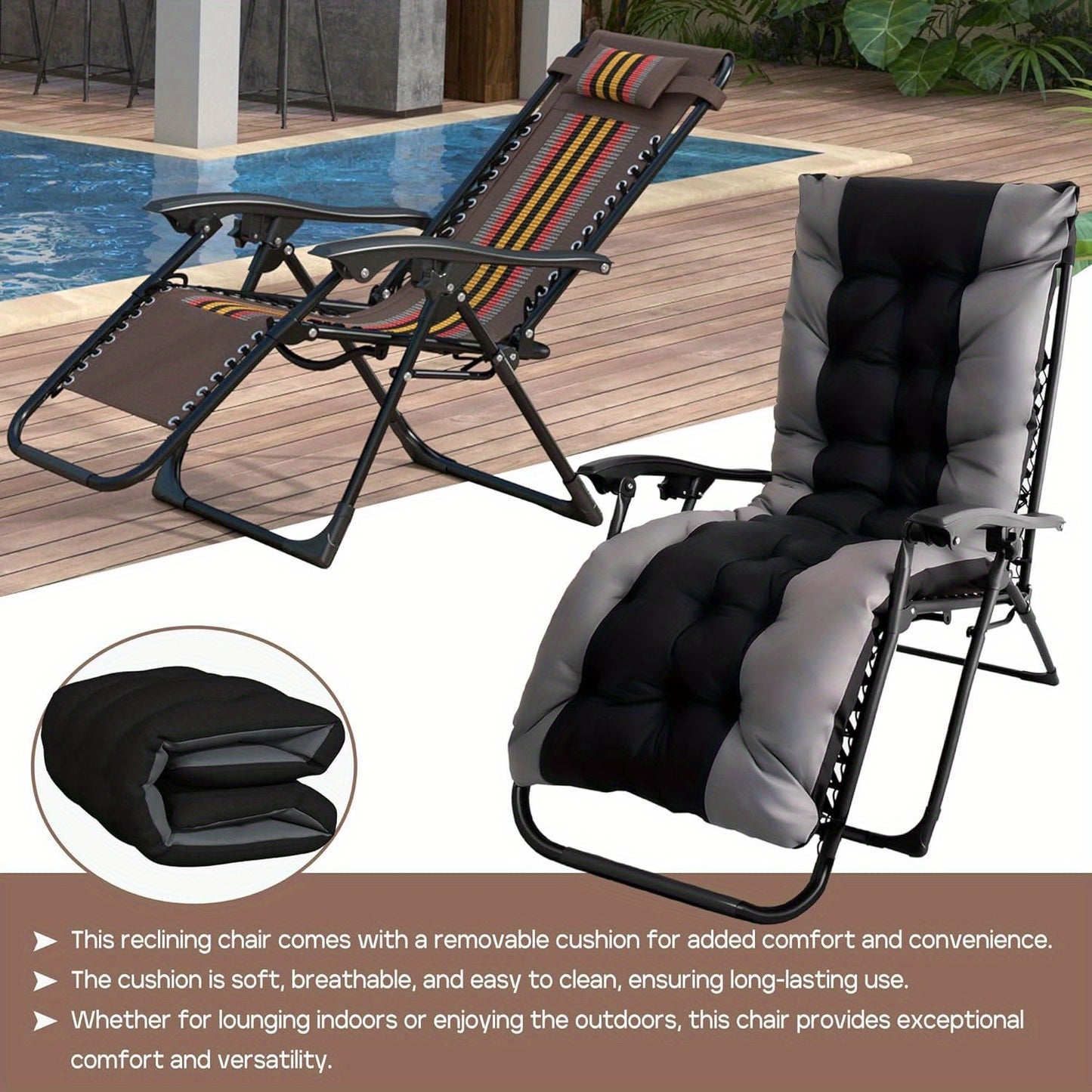 Ligstoel – Tuinstoel – Loungestoel – Zonnebed – Campingstoel – Extra breed – Aluminium frame tot 150 kg – Inklapbaar met verstelbare rugleuning en nekkussen