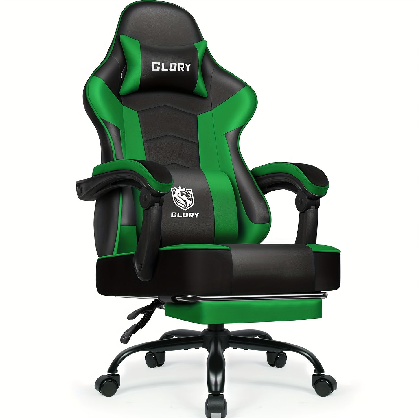 Gronfont Gaming Chair With Footrest, Ergonomic Gaming Chair, Gaming Armchair With Adjustable Lumbar Pillow, Headrest, Height Adjustable And Swivel, PC Chair, Gaming Chair 150 Kg, Black, Perfect Christmas Gift For Gamers & Hom