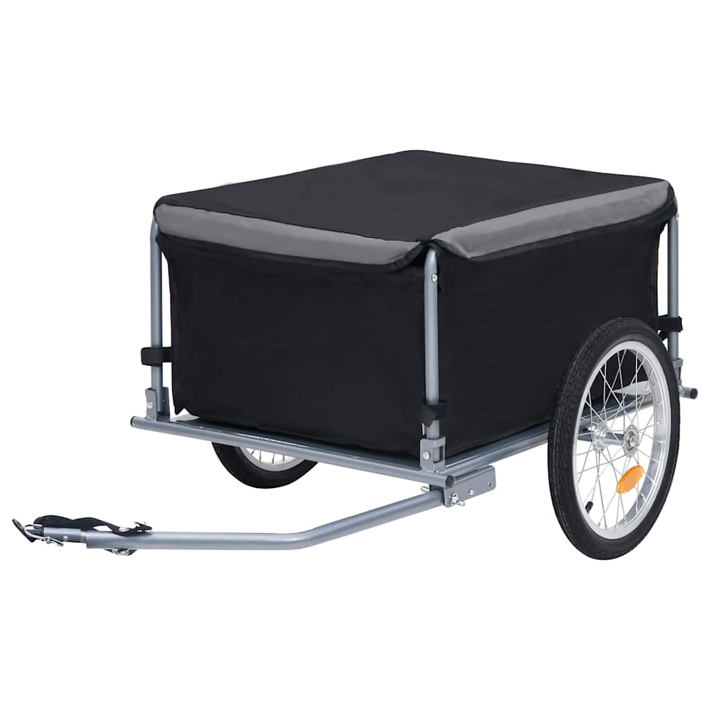 Fietskar – Fietstrailer – Bagagewagen – Fietsaanhanger – Vervoerskar – Draagvermogen 65 kg – Waterdichte Polyester Laadruimte – Zwart/Grijs