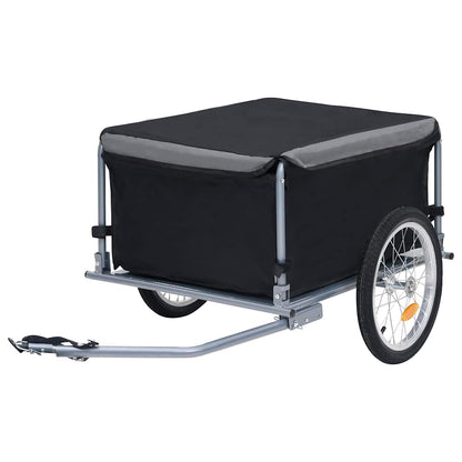 Fietskar – Fietstrailer – Bagagewagen – Fietsaanhanger – Vervoerskar – Draagvermogen 65 kg – Waterdichte Polyester Laadruimte – Zwart/Grijs