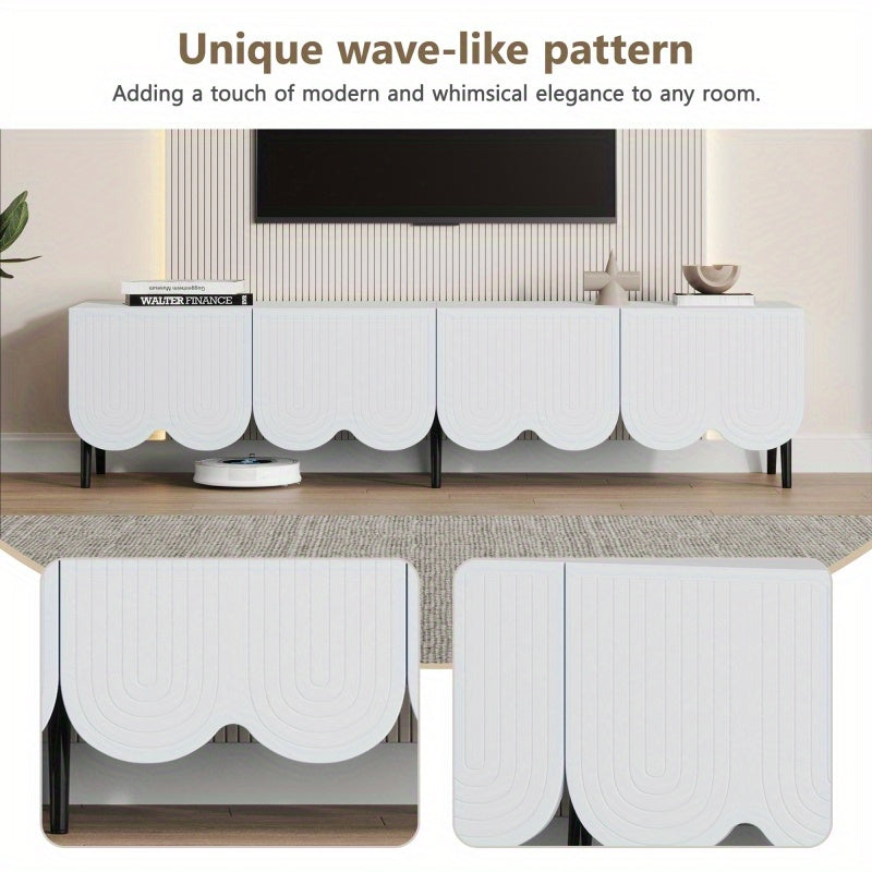 TV-Meubel – TV-Kast – TV-Standaard – Entertainmentmeubel – Dressoir – 177,8 cm extra lang – verstelbare planken met soft-close deuren