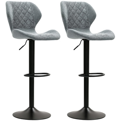 Barkrukken – Barstoelen – Keukenkrukken – Hoogkrukken – Krukken Set – Donkergrijs Chenille – Verstelbare Zithoogte 60-81 cm – 360° Draaibaar