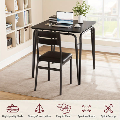 Eettafelset 4 Personen – Eettafel Met Stoelen – Dinerset – Eetkamerset – Compacte Eettafel – MDF Tafelblad – Comfortabele Gestoffeerde Stoelen