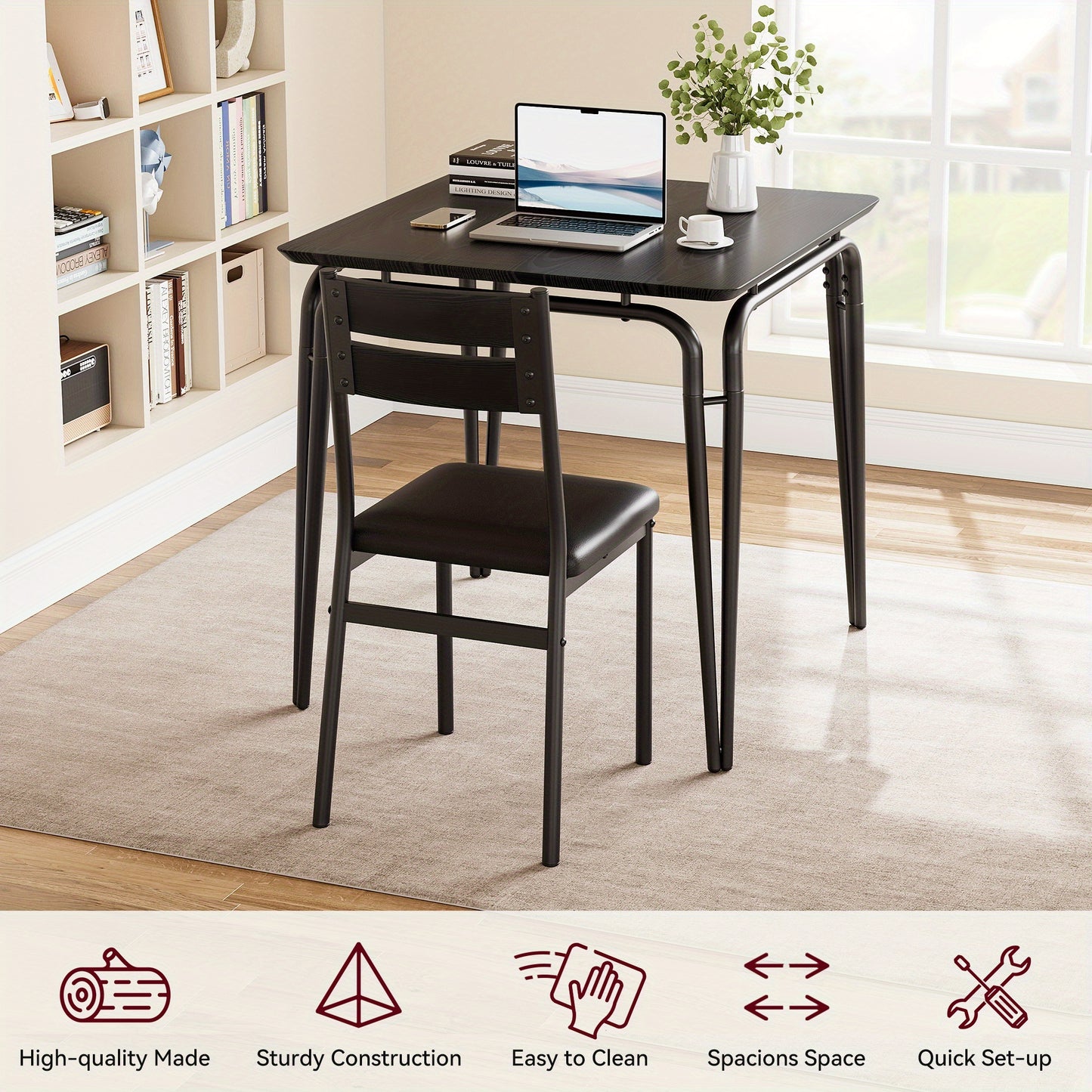 Eettafelset – Eethoek – Keukentafelset – Diner Set – Dinette Set – Rechthoekig – MDF Tafelblad – 4 Stoelen Met Comfortabele Kussens