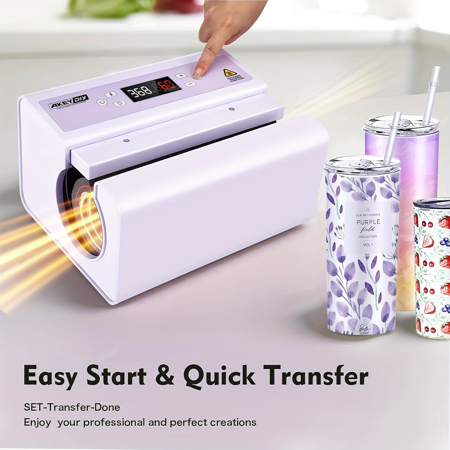 Auto Tumbler Heat Press Machine – Warmtepers – Sublimatiepers – Bekers Pers – Mokken Pers – Lichtroze – Snel Op Temperatuur – Gelijke Warmteverdeling
