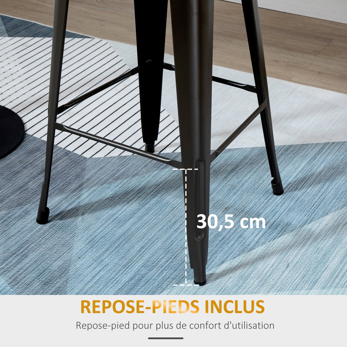 Barkrukken Set – Barstoelen – Krukken – Barstoelen Met Rugleuning – Industriële Barkrukken – Zithoogte 76 cm – Metalen Frame Zwart