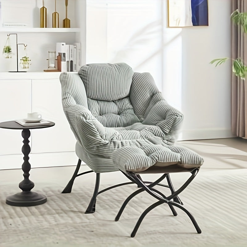 Modern Lazy Susan Ottoman Chair with Footrest & Armrests - Space-Saving Accent Chair with Side Pockets, Soft Cushioned Seat & Backrest, Easy Assembly for  Spaces, Living Room, Bedroom, Corner - Black & Neutral Tones, Durable