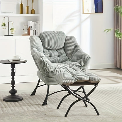 Modern Lazy Susan Ottoman Chair with Footrest & Armrests - Space-Saving Accent Chair with Side Pockets, Soft Cushioned Seat & Backrest, Easy Assembly for  Spaces, Living Room, Bedroom, Corner - Black & Neutral Tones, Durable