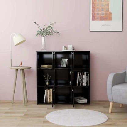 Zwarte Houten Boekenkast – Boekenkast Meubel – Staande Plank – Opbergrek – Wandkast – 90x30x90 cm – 6 Vak Compartimenten – Vrijstaand Modern Design