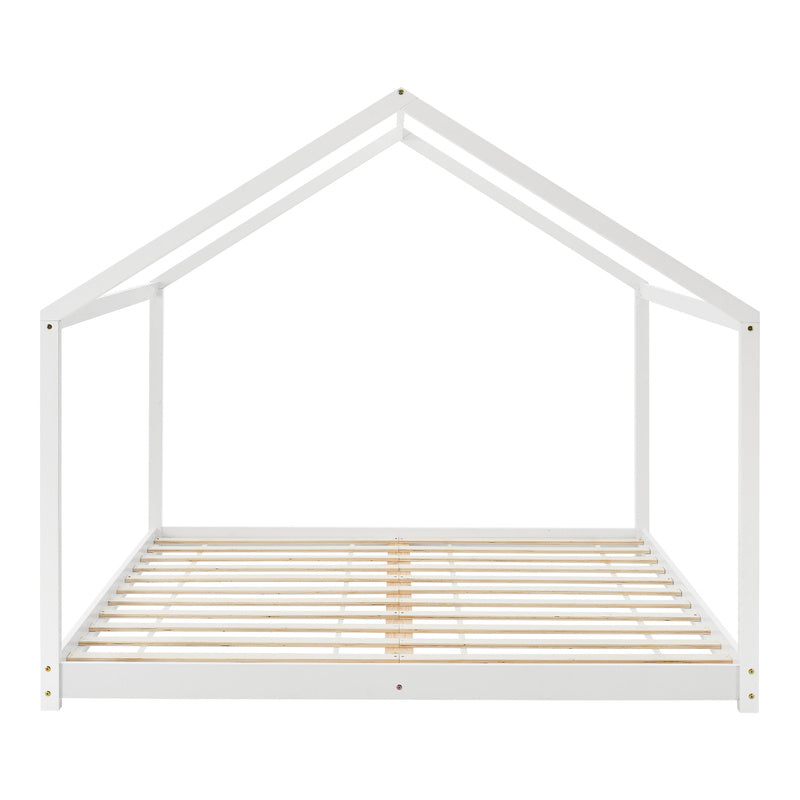 Huisbed Kinderbed – Bedhuisje – Speelbed – Juniorbed – Houten Bed – 140x200 cm – Massief Grenenhout – Mat Wit Design
