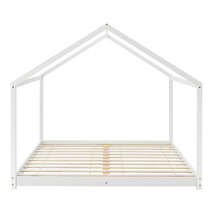 Huisbed Kinderbed – Bedhuisje – Speelbed – Juniorbed – Houten Bed – 140x200 cm – Massief Grenenhout – Mat Wit Design