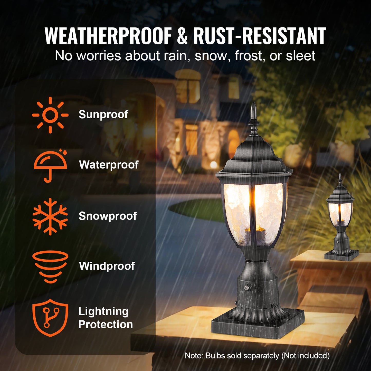 Tuinlamp – Buitenlamp – Tuinverlichting – Lampenpaal – Staande Tuinlamp – Automatische Schemersensor – Aluminium Behuizing Met Gehard Glas