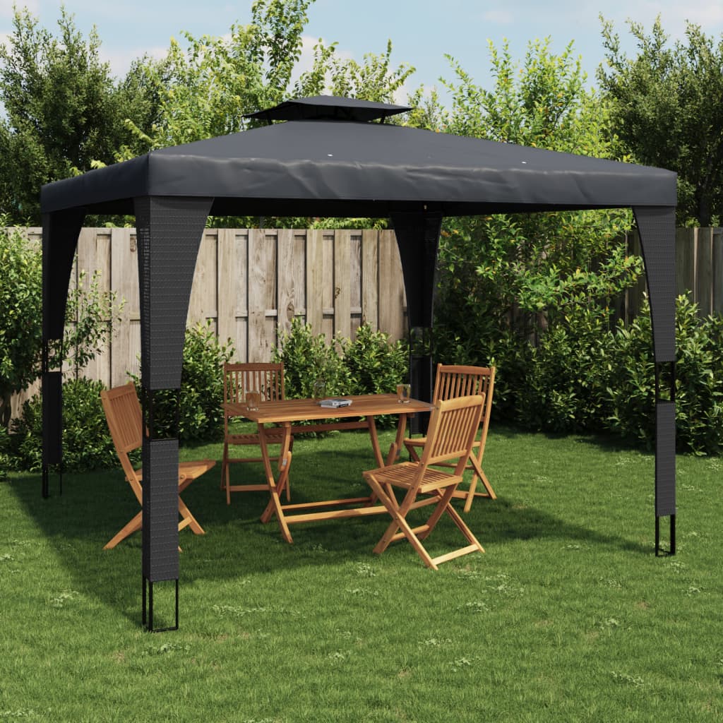 Prieel – Prieël – Partytent – Tuinoverkapping – Tuinkamer – Antraciet 2,98x2,98 m – RVS Frame – Ventilatiedak Met 2 Lagen
