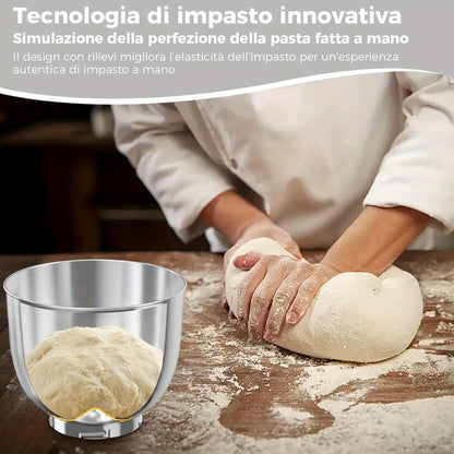 Stand Mixer, 4.5+5.5L Two Stainless Steel Bowls, 10+P Speed 1500W Tilt-Head Food Mixer with Dough Hook, Beater & Whisk