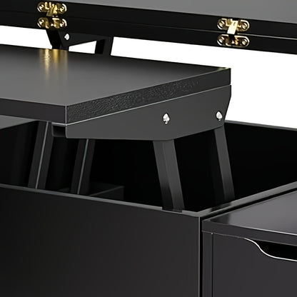 Salontafel – Multifunctionele Tafel – Uitklapbare Tafel – Eettafel – Bijzettafel – Verstelbare Hoogte – Inclusief 4 Opbergkrukken Zwart