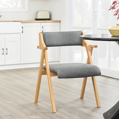 Folding Wooden Chair with Cushion – Pre-Assembled, Space-Saving Dining and Kitchen Chair, Padded Wooden Chair for Guests, Office, Balcony, Wedding, or Garden, Compact Folding Chair FST98