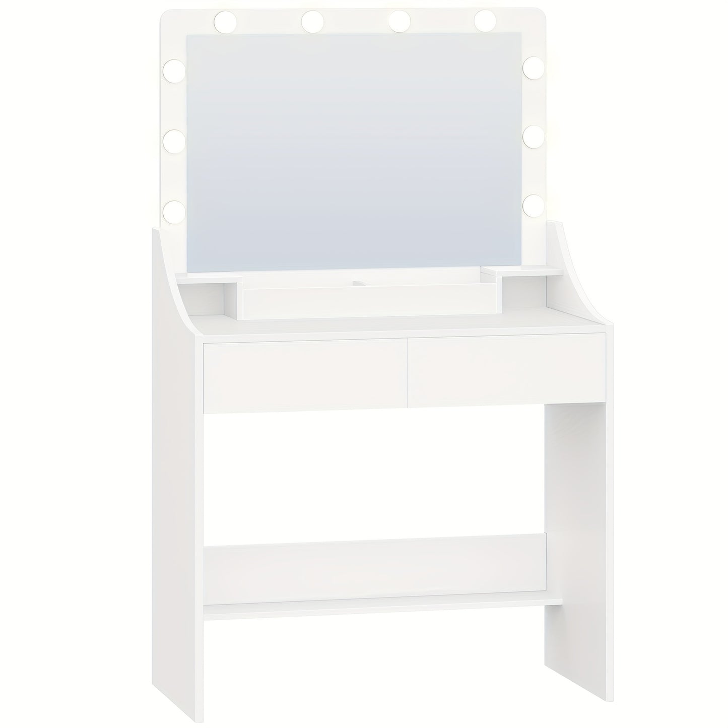 Kaptafel – Make-uptafel – Vanity – Schminktafel – Toilettafel – Wit – Grote Spiegel Met LED-verlichting – 3 Lades & Opbergruimtes