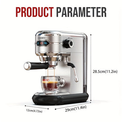 Halfautomatische Espressomachine – Espressoapparaat – Koffiemachine – Espressomaker – Koffiemaker – 20 bar Pompdruk – Roestvrij Staal Design