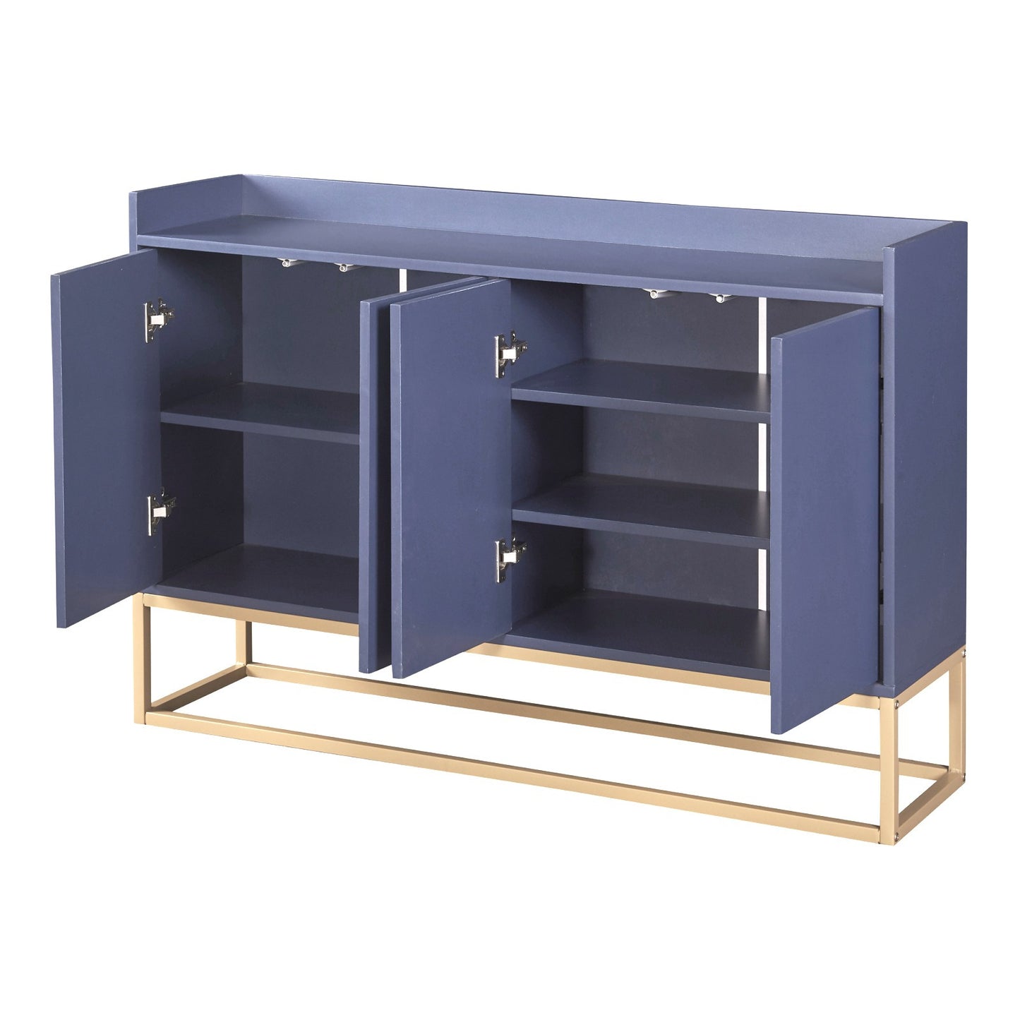Sideboard – Dressoir – Opbergkast – Buffetkast – Kast – Greeploos Design – Verstelbare Planken – Metaalpoten – Wit – 120x30x80 cm