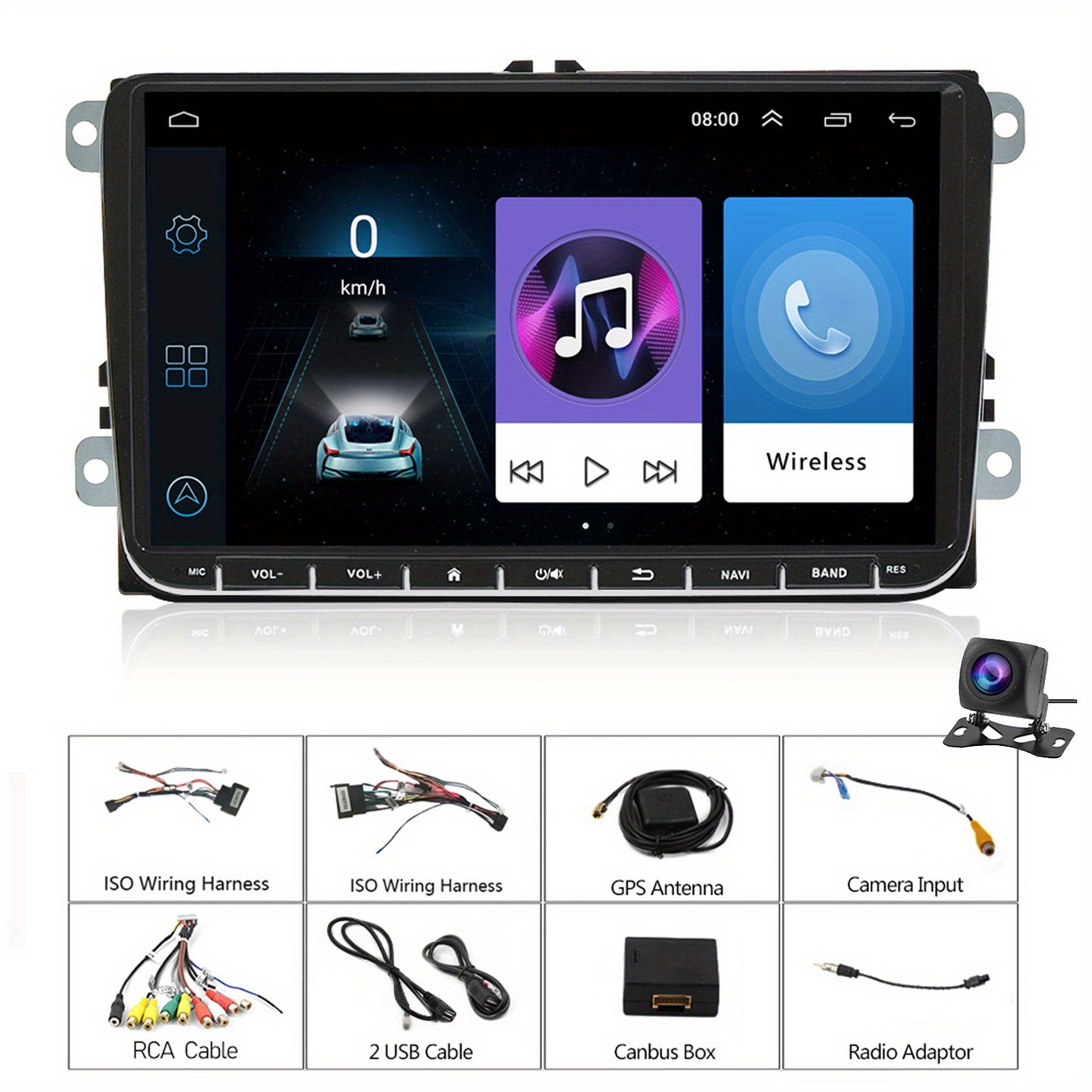 Android 15 Autorradio – Car Multimedia Systeem – Navigatie Unit – Inbouwradio – Android Car Stereo – Draadloos Carplay – 7 Inch Touchscreen – Achteruitrijcamera Inclusief