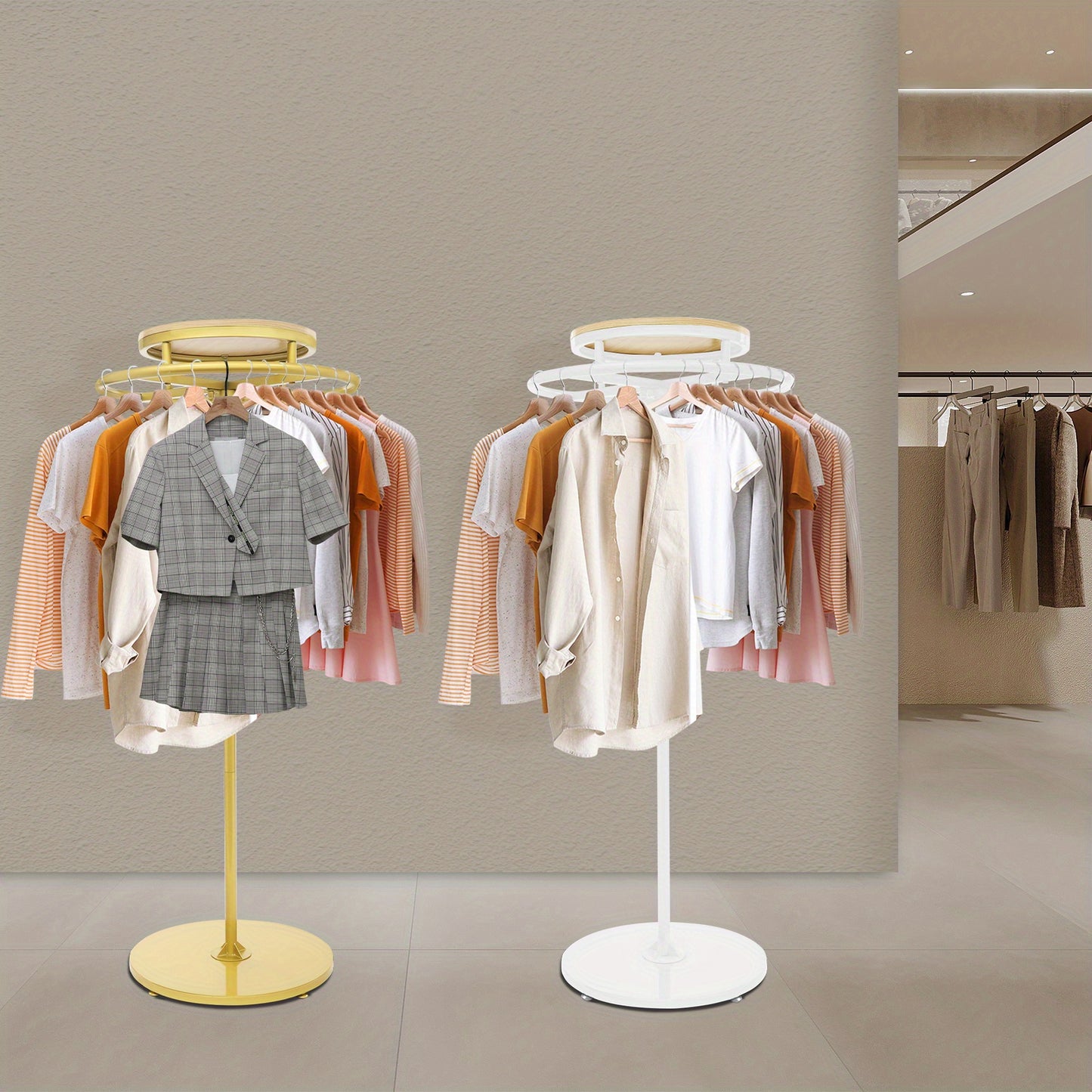 Kledingrek – Garderoberek – Kledingstandaard – Dressboy – Kapstok – 360° Draaibaar – Hoogwaardig Metaal Wit – 60 cm Breed – 140 cm Hoogte – Verstelbare Voetkussentjes