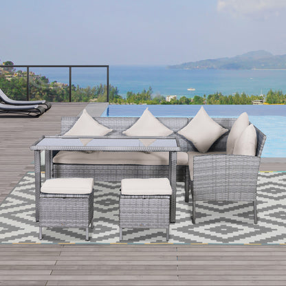 Tuinmeubelset – Loungeset – Zitgroep – Loungeset Met Tafel – 5-delig – Weerbestendig – Aluminium Frame Met Glasplaat