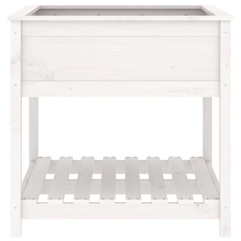 Planting bucket with shelf white 82.5x82.5x81cm solid wood pine Strong and durable, Plant Storage Solution, Sleek Plant Stand, Outdoor Enthusiasts, Interior Decorators