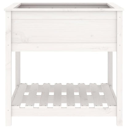 Planting bucket with shelf white 82.5x82.5x81cm solid wood pine Strong and durable, Plant Storage Solution, Sleek Plant Stand, Outdoor Enthusiasts, Interior Decorators