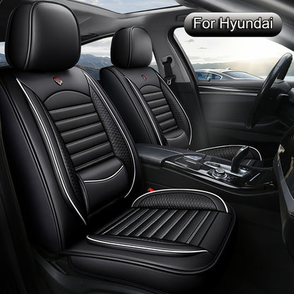Universal PU Leather Car Seat Covers Full Set, for HYUNDAI Tucson, Kona, I20, I30, I10, Santa Fe, Bayon, Nexo, Adjustable Front and Rear Seats, 5-Seat All-Season Car Seat Protectors, Airbag Compatible
