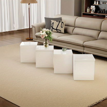 Coffee table, DIY coffee table, High-gloss table top, Free combination, The collection consists of four small tables with dimensions of 81 x 81 x 40cm to satisfy your DIY pleasure and enhance your life!
