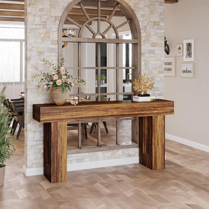 Vintage Sidetable – Wandtafel – Sofa Tafel – Haltafel – Console Tafel – 160 cm Lang – Robuust Houten Rustic Bruin