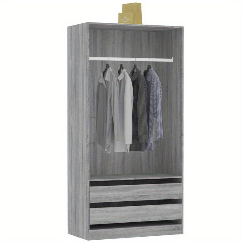 Kast – Garderobekast – Opbergkast – Kledingkast – Bergkast – Grijze Sonoma Eiken Look – Behandeld Hout – 100x50x200 cm – Weerbestendig – Vrijstaand