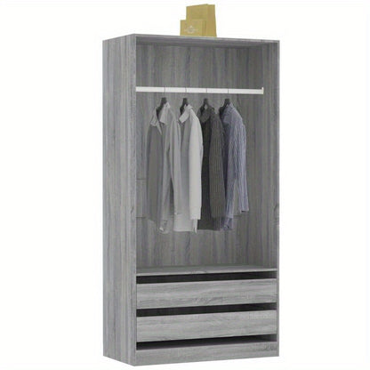 Kast – Garderobekast – Opbergkast – Kledingkast – Bergkast – Grijze Sonoma Eiken Look – Behandeld Hout – 100x50x200 cm – Weerbestendig – Vrijstaand