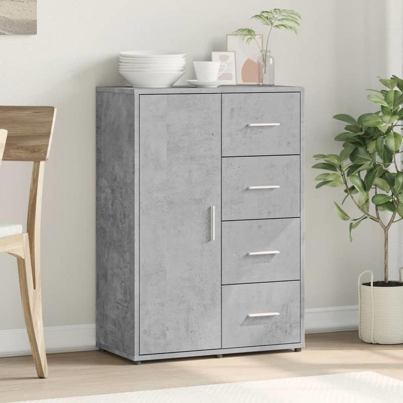Modern Industrieel Dressoir – Opbergkast – Buffetkast – Sideboard – Kast – Grijs Beton – 60x31x84 cm – Massief Hout – Minimalistisch Design
