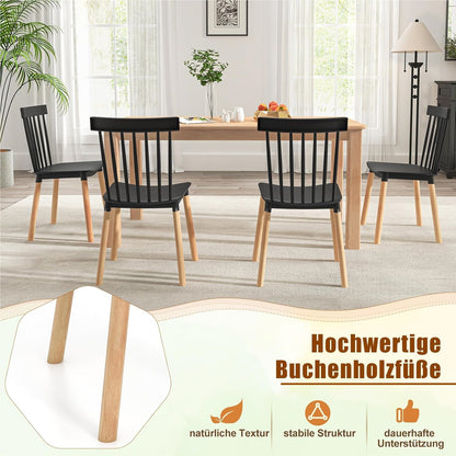 Eetkamerstoelen – Keukenstoelen – Stoelen – Livingstoelen – Bureaustoelen – Massief Houten Poten – Antislip Voetdoppen – Zwarte Set van 4
