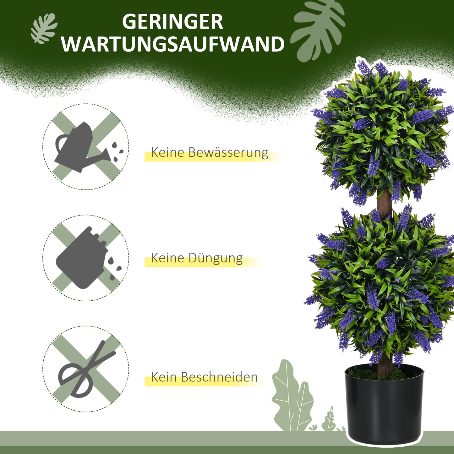 Kunstlavendel – Nep Lavendelplant – Sierplant – Kunstbloemen – Kunstplant Set – UV-Bestendig – 70 cm Hoog – Met Cementpot
