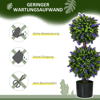 Kunstlavendel – Nep Lavendelplant – Sierplant – Kunstbloemen – Kunstplant Set – UV-Bestendig – 70 cm Hoog – Met Cementpot