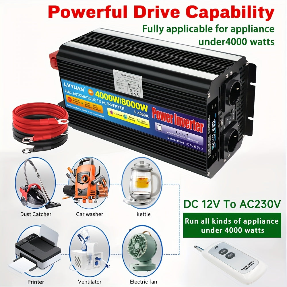 12V Omvormer – Stroomomzetter – Converter – Spanningsomvormer – Inverter – Krachtige 4000W Vermogen – Ingebouwde Beveiliging