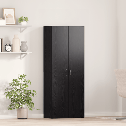 Dressoir – Opbergkast – Ladekast – Buffetkast – Zijkast – Zwart Eikenhout – Ruim 60x32x153 cm – Met Wieltjes