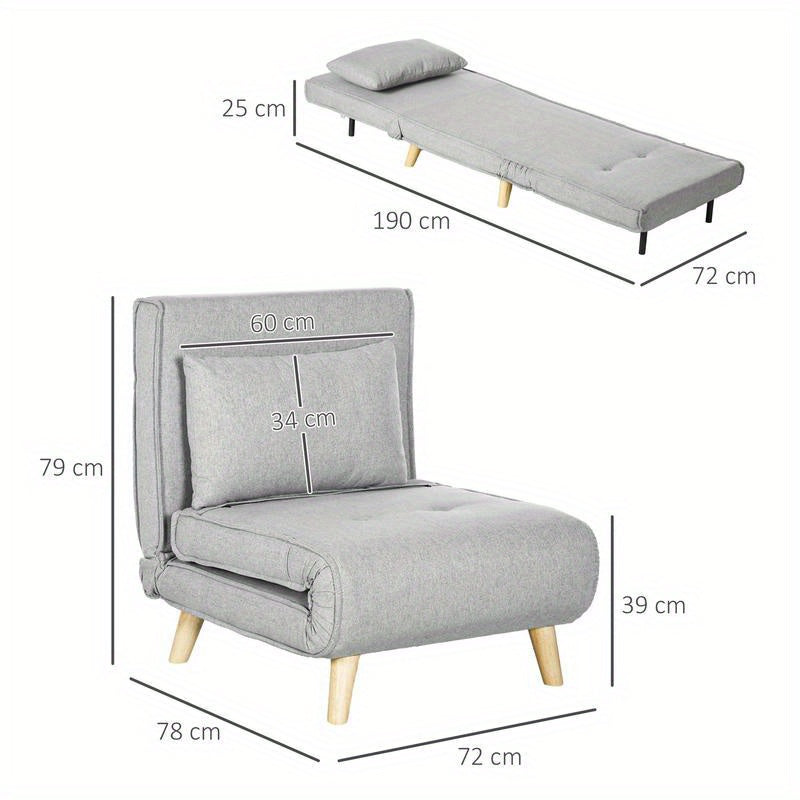 6-Position Adjustable Recliner Chair with Ergonomic Design - Heavy Duty 150kg Weight Capacity, Plush Cushioning & Sturdy Hardwood-Like Frame, Modern Grey Fabric Upholstery - Multifunctional Lounge Chair for Living Room, Bedro