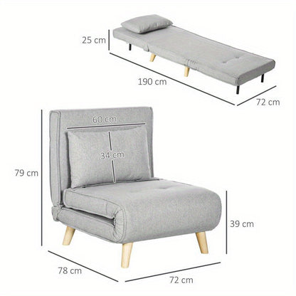 6-Position Adjustable Recliner Chair with Ergonomic Design - Heavy Duty 150kg Weight Capacity, Plush Cushioning & Sturdy Hardwood-Like Frame, Modern Grey Fabric Upholstery - Multifunctional Lounge Chair for Living Room, Bedro