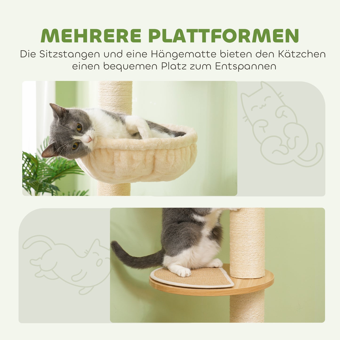 Krabpaal – Krabmeubel – Klimpaal – Kattenpaal – Speelpaal – Verstelbare Hoogte 230-250 cm – Anti-Kantel Veiligheidssysteem – Sisaltouw – Houtcomposiet – Eikenhout & Crème Wit
