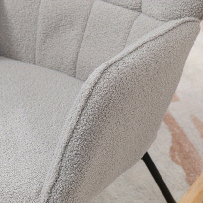 Schommelstoel – Schommelstoel Met Armleuning – Draaistoel – Relaxstoel – Lounge Stoel – Lichtgrijs Berbervlies – Ergonomisch Comfort – Stevig Stalen Frame 120 Kg
